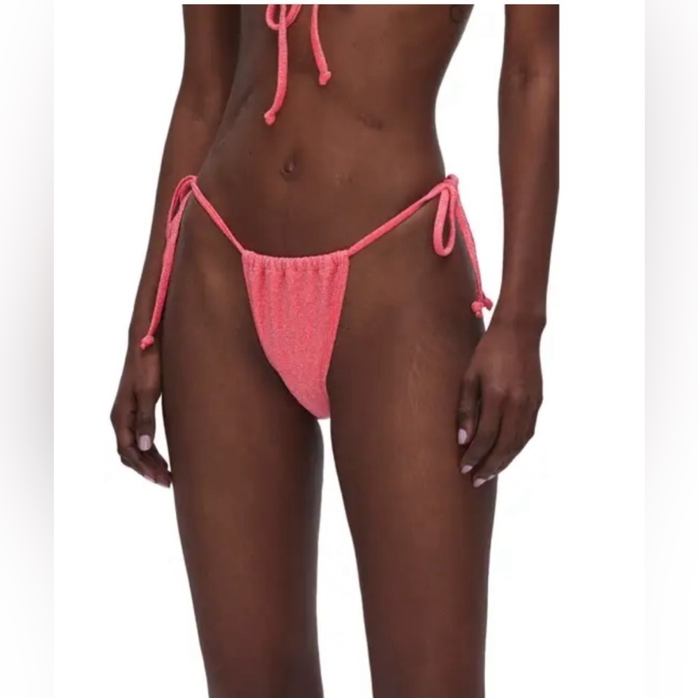 NWT Good American Size 3/ large Sparkle Tiny Ties Bottom Fiery Coral‎